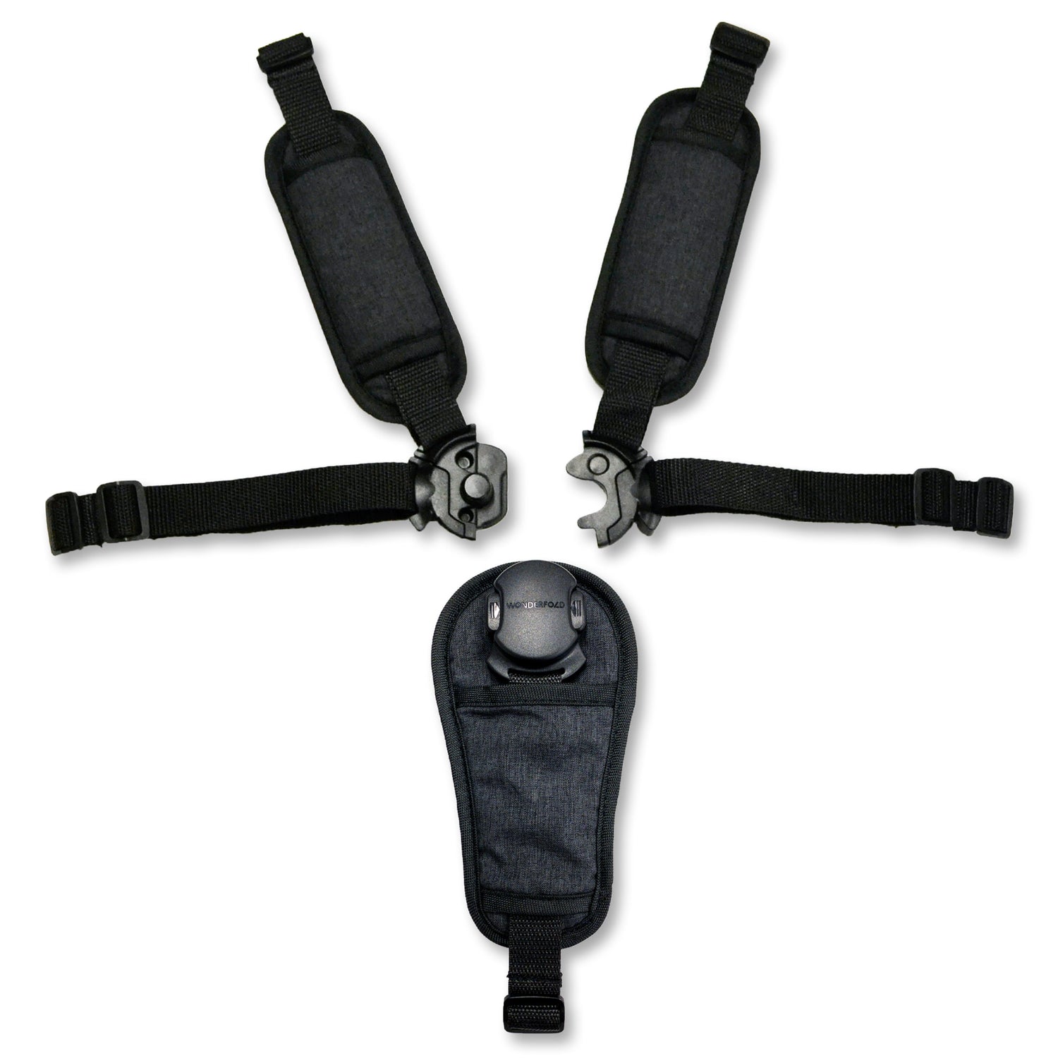 Automatic Magnetic Seatbelt Buckle with 5-Point Harness - Studio Image - Top Down - Pieces